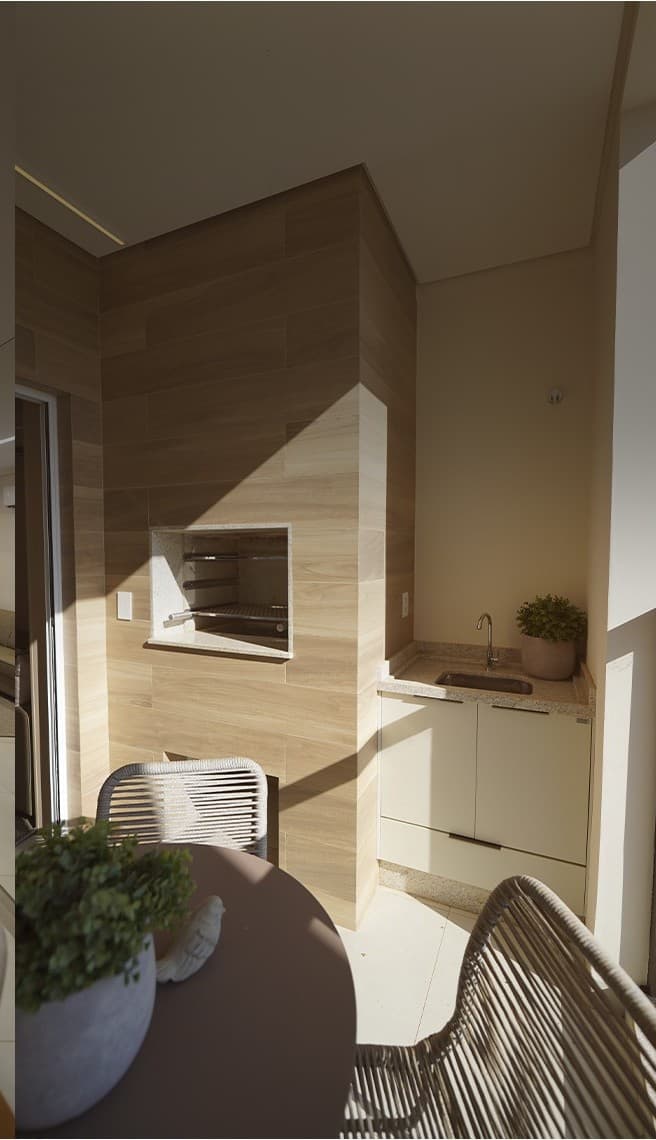 Varanda gourmet e funcionalidade do Lucca Residencial