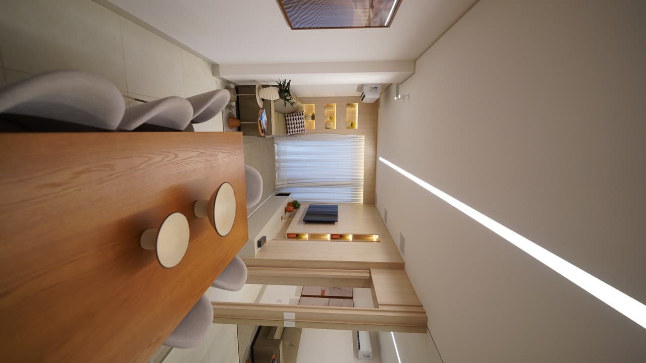 Living e sala de estar decorada do Lucca Residencial
