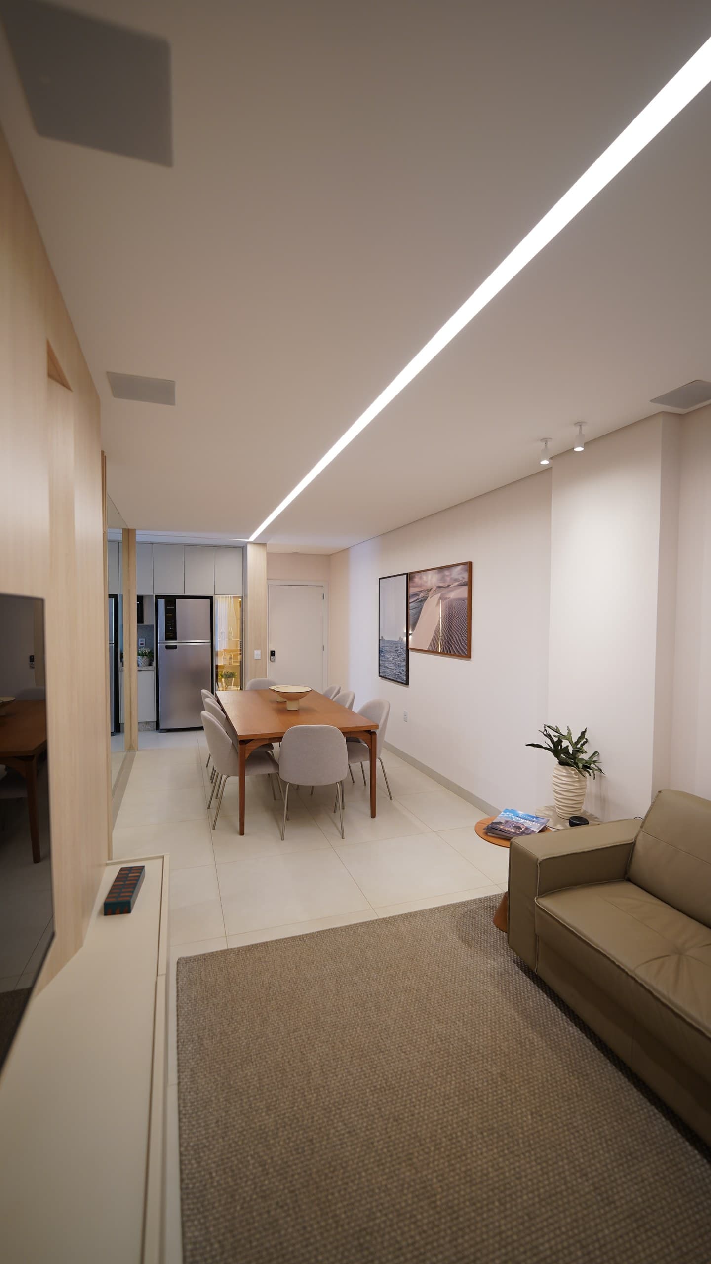 Living e sala de jantar integrados do Lucca Residencial